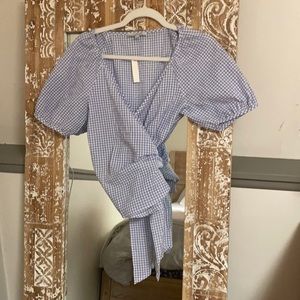 Madewell Gingham Wrap Top